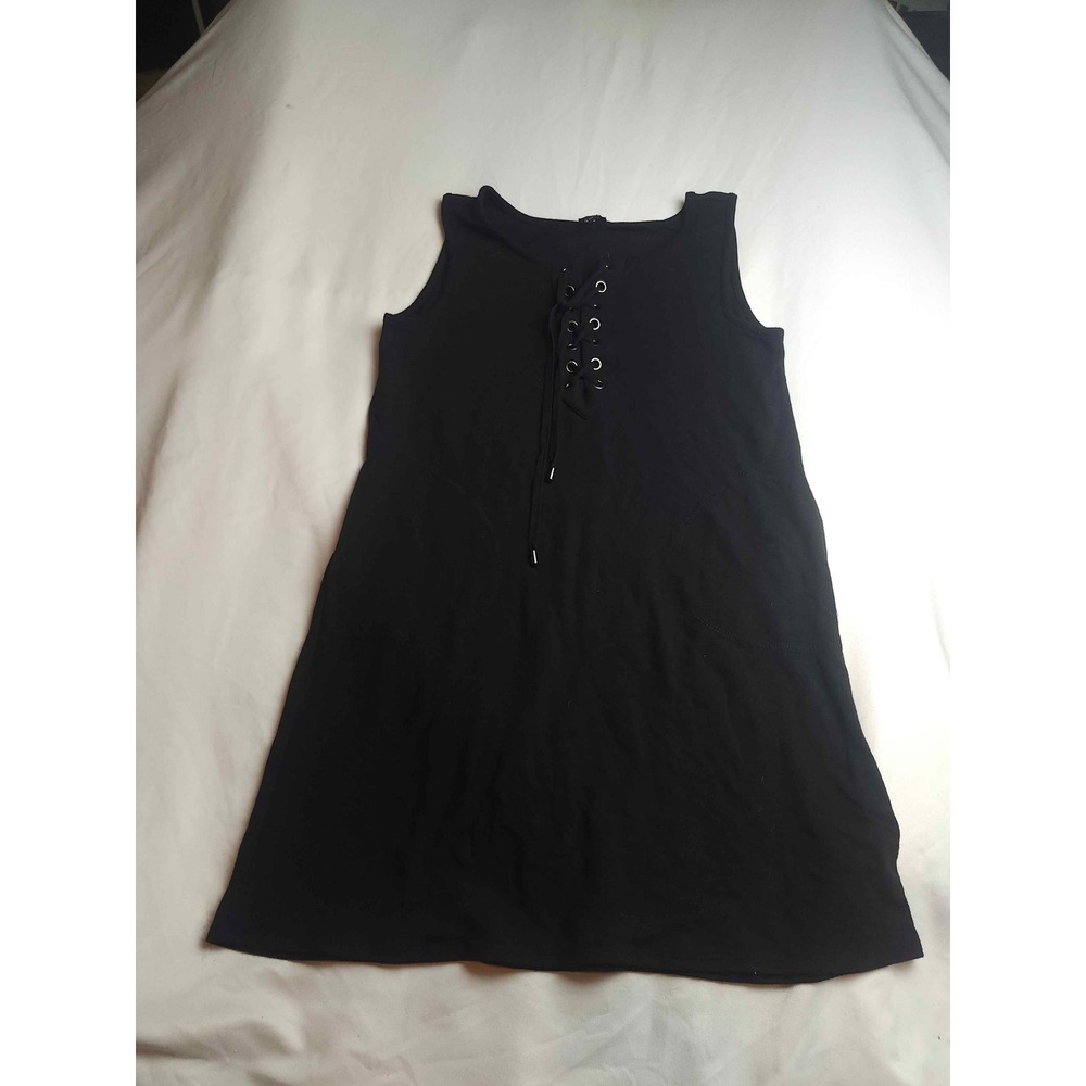 Cable & Gauge Womens Black Sleeveless Lace Up Grommet Pocket Knit Dress Small